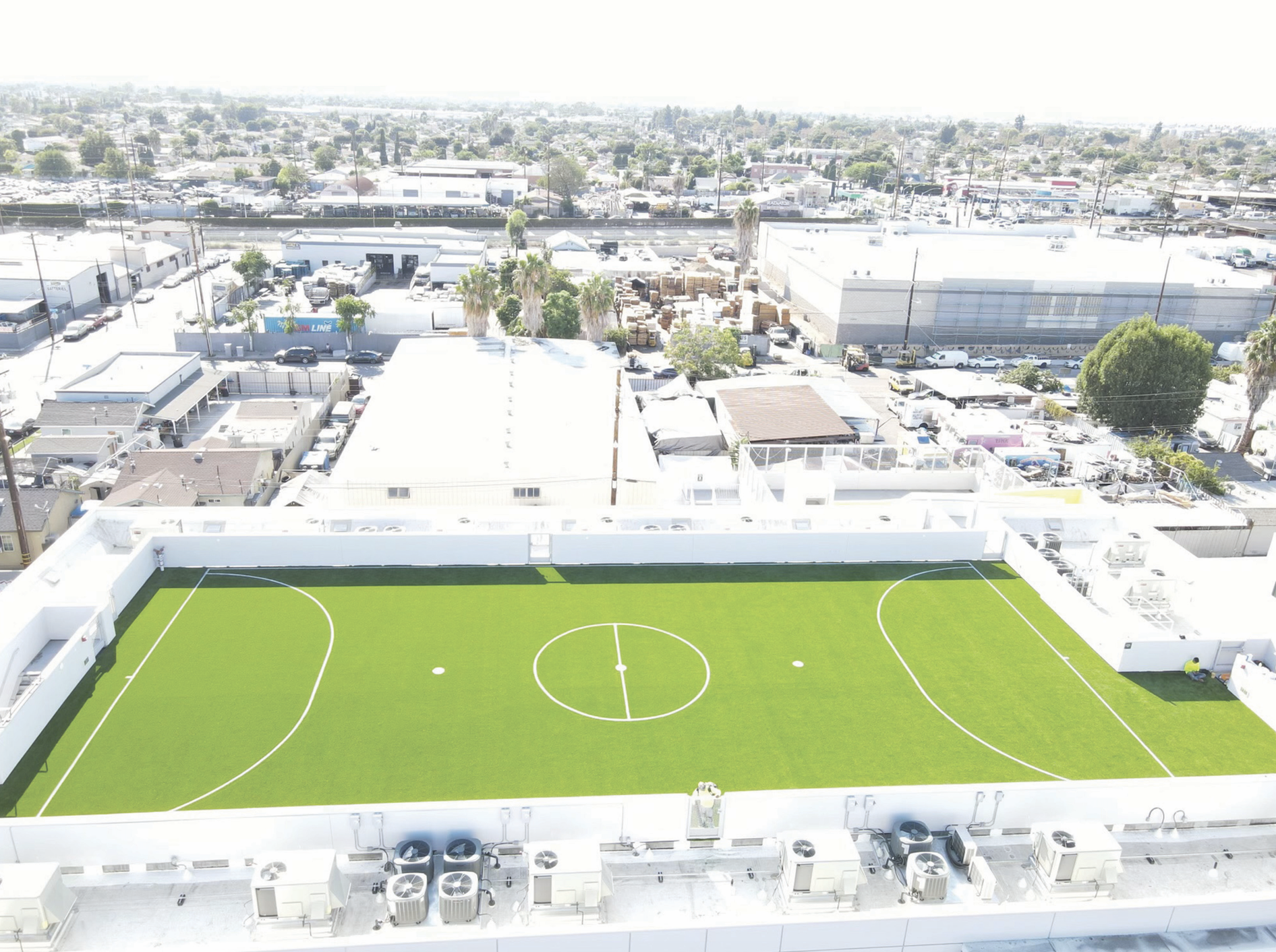 Turf install on roof of middle school 