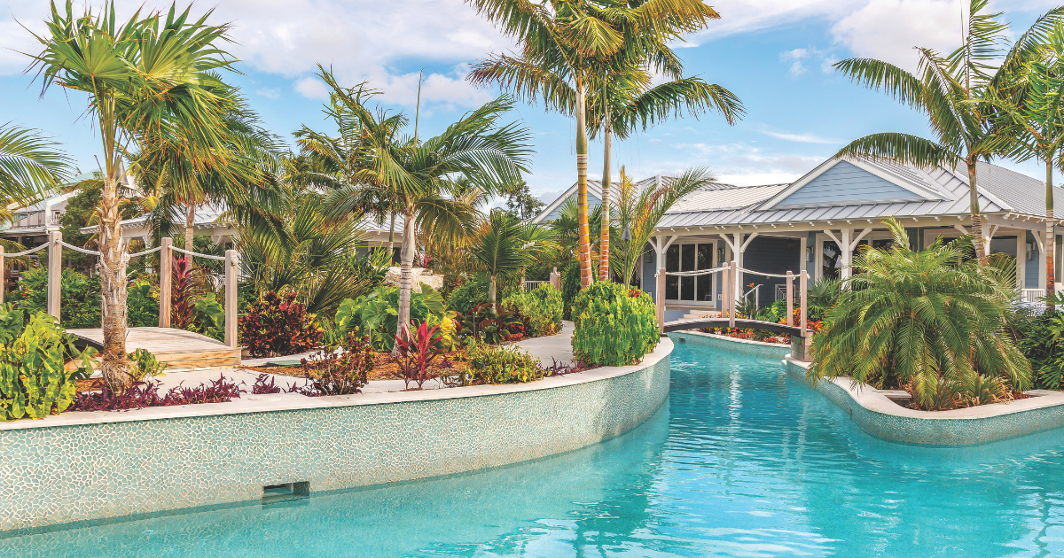 Experience ultimate luxury at Gulf Front Estate with resort-style outdoor living, including pools, a lazy river & tropical landscaping in the Florida Keys.