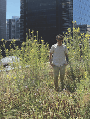 Fabian Sanin on the Native Prairie Rooftop at Amazon